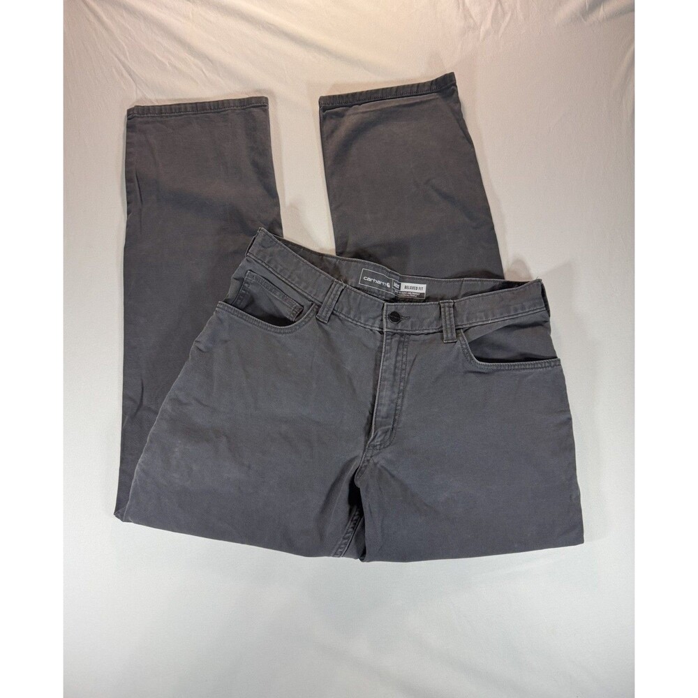 Carhartt Rugged Flex Relaxed Fit Canvas Work Pants 34x32 Gravel Grey 102517
